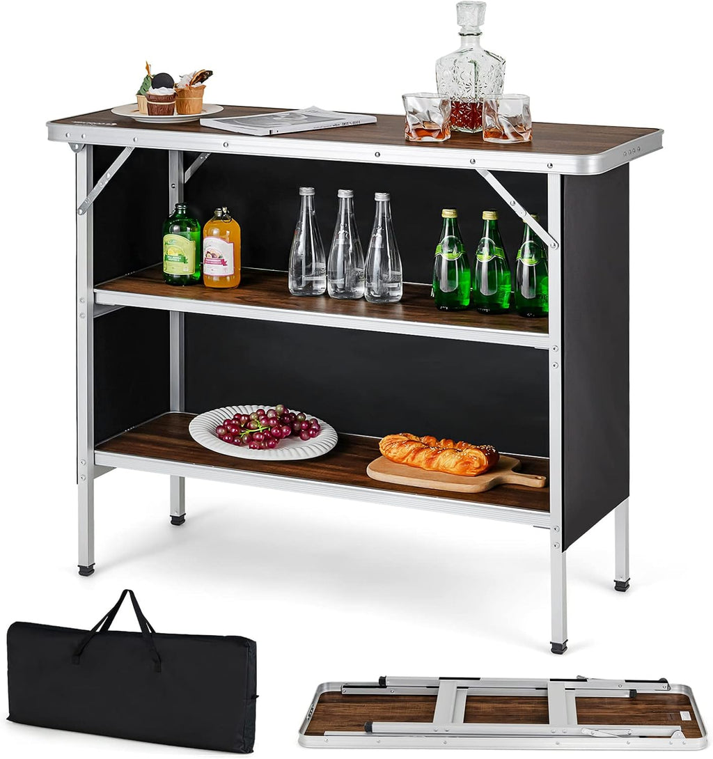 COSTWAY Folding Picnic Table, Portable Camping Table with Carry Bag