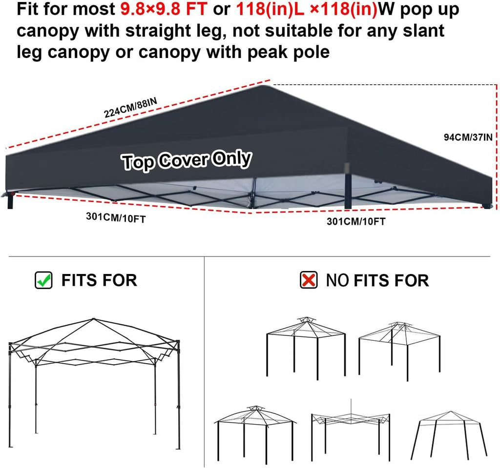 joramoy 10x10 canopy replacement top only straight leg(black) shown in use
