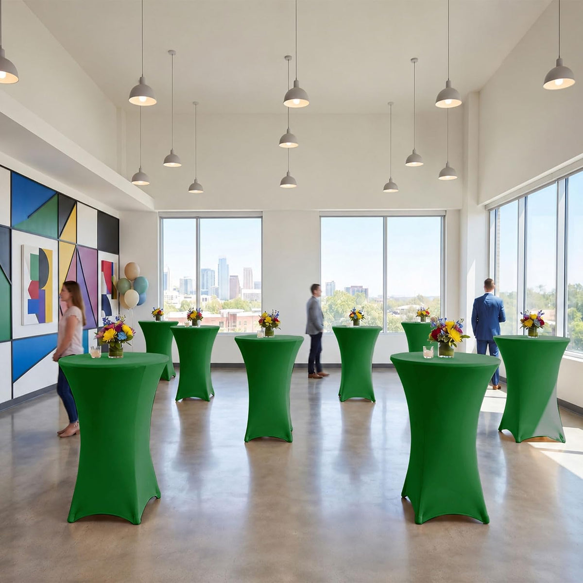 Cocktail Table Covers-Spandex Round High Top Table Cloths Party Green