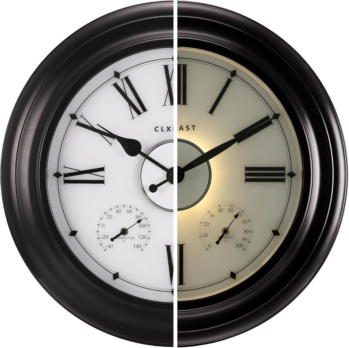 CLXEAST 24 Inch Large Illuminated Outdoor Clocks Waterproof