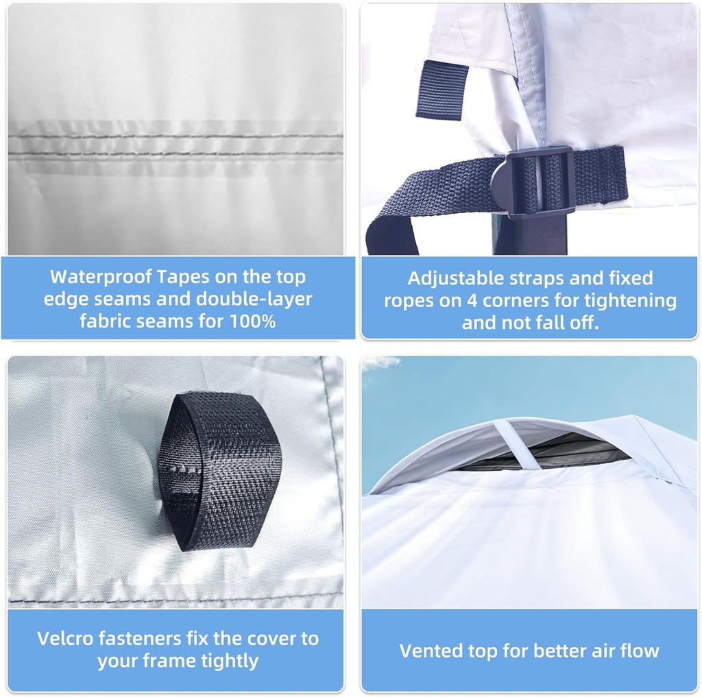 Joramoy 12x12ft Canopy Replacement Waterproof Taped Seams(White Top Only)