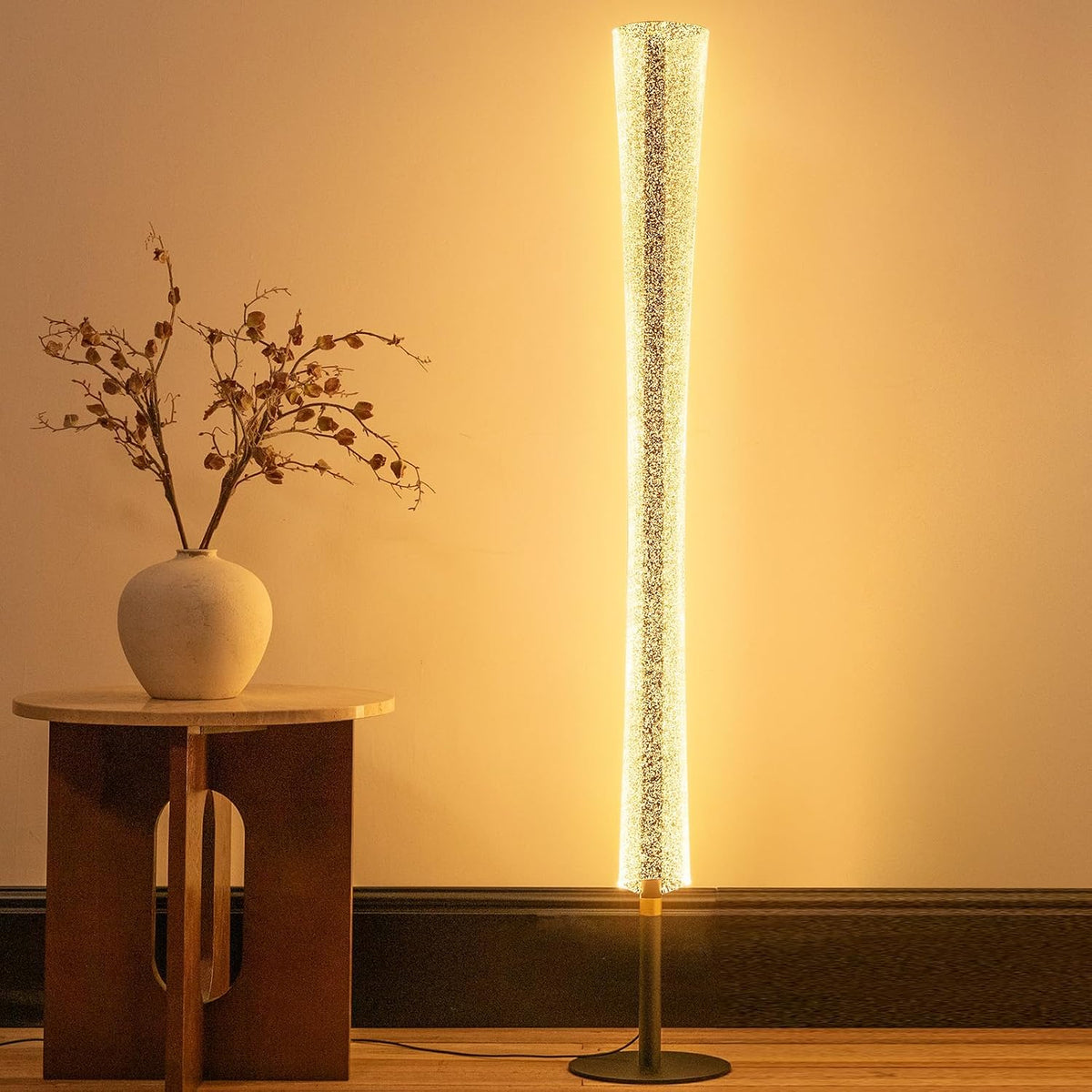 NUÜR Modern Black Floor Lamp, Dimmable LED Standing Lamp with Remote