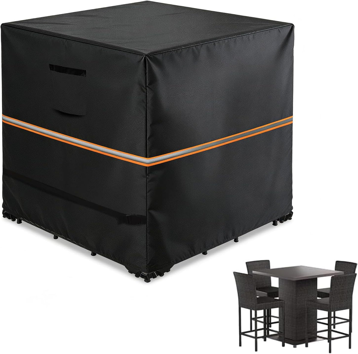 Outdoor Wicker Table Set Cover, 60" L x 60" W x 38" H, Black