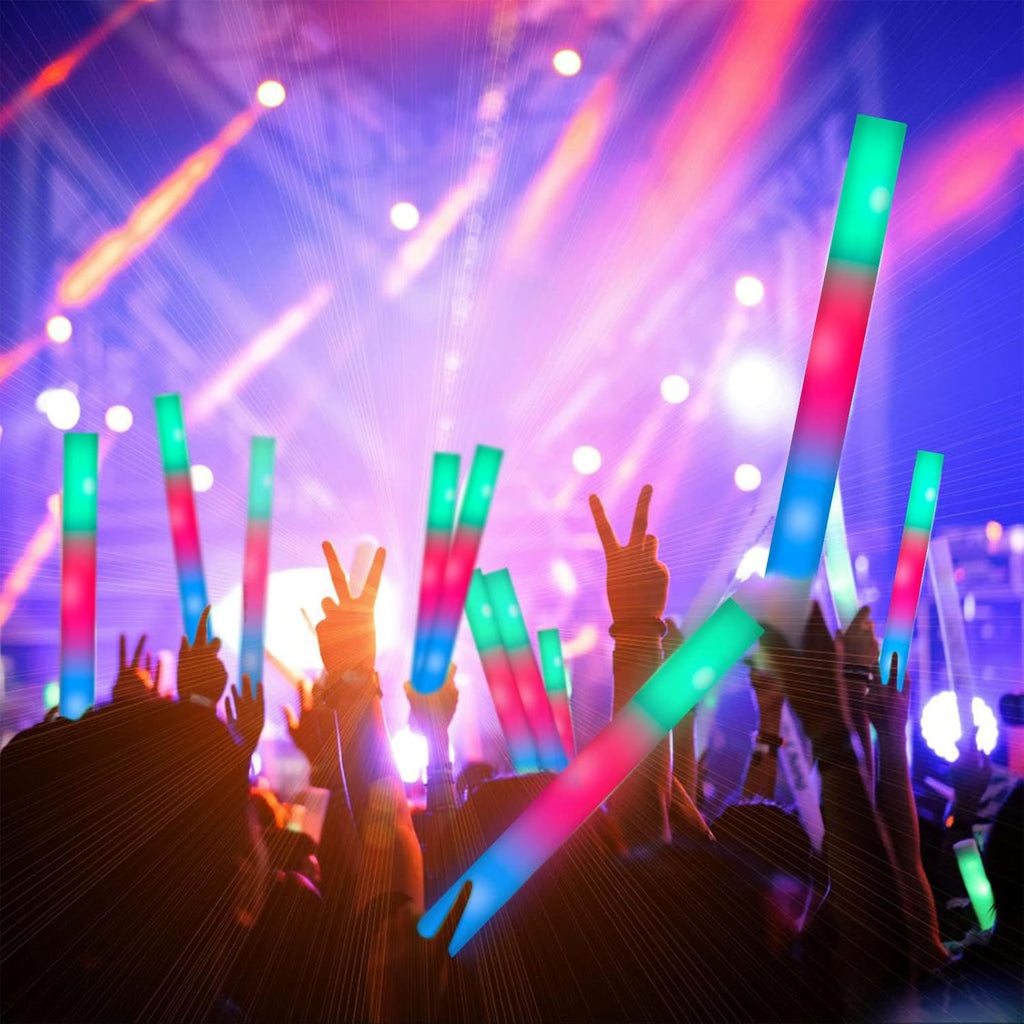 SHQDD 56PCS Foam Glow Sticks Bulk, Light up Foam Sticks with 3 Modes of Color Flashing, Glow Sticks Party Pack, Light up in the Dark Party Supplies for Wedding, Concert, New Year, Halloween