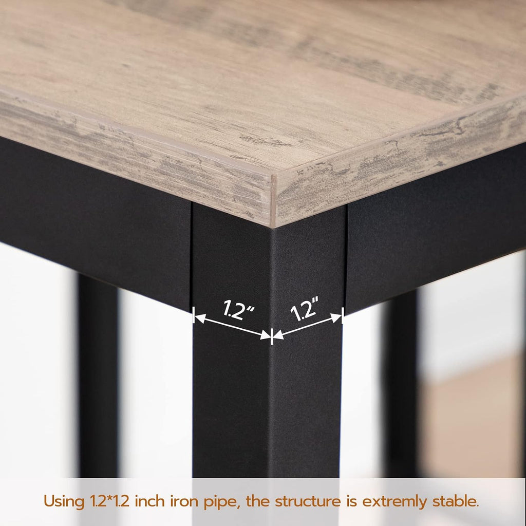 HOOBRO Bar Table and Chairs Set, 47.2” Rectangular Pub Table with 2 Stools for Small Space, 3-Piece Breakfast Set, Sturdy Metal Frame, Easy to Assemble, Greige BG52BT01