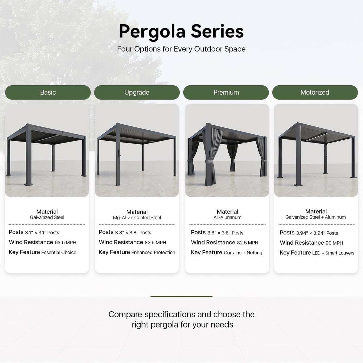 Aoxun Louvered Pergola 12x20 All-Aluminum, String Lights,Curtains & Netting