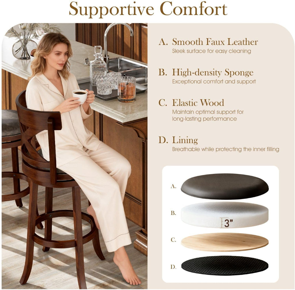 Sophia & William 30 Inch Swivel Bar Stools Set of 6, Bar Height Barstools