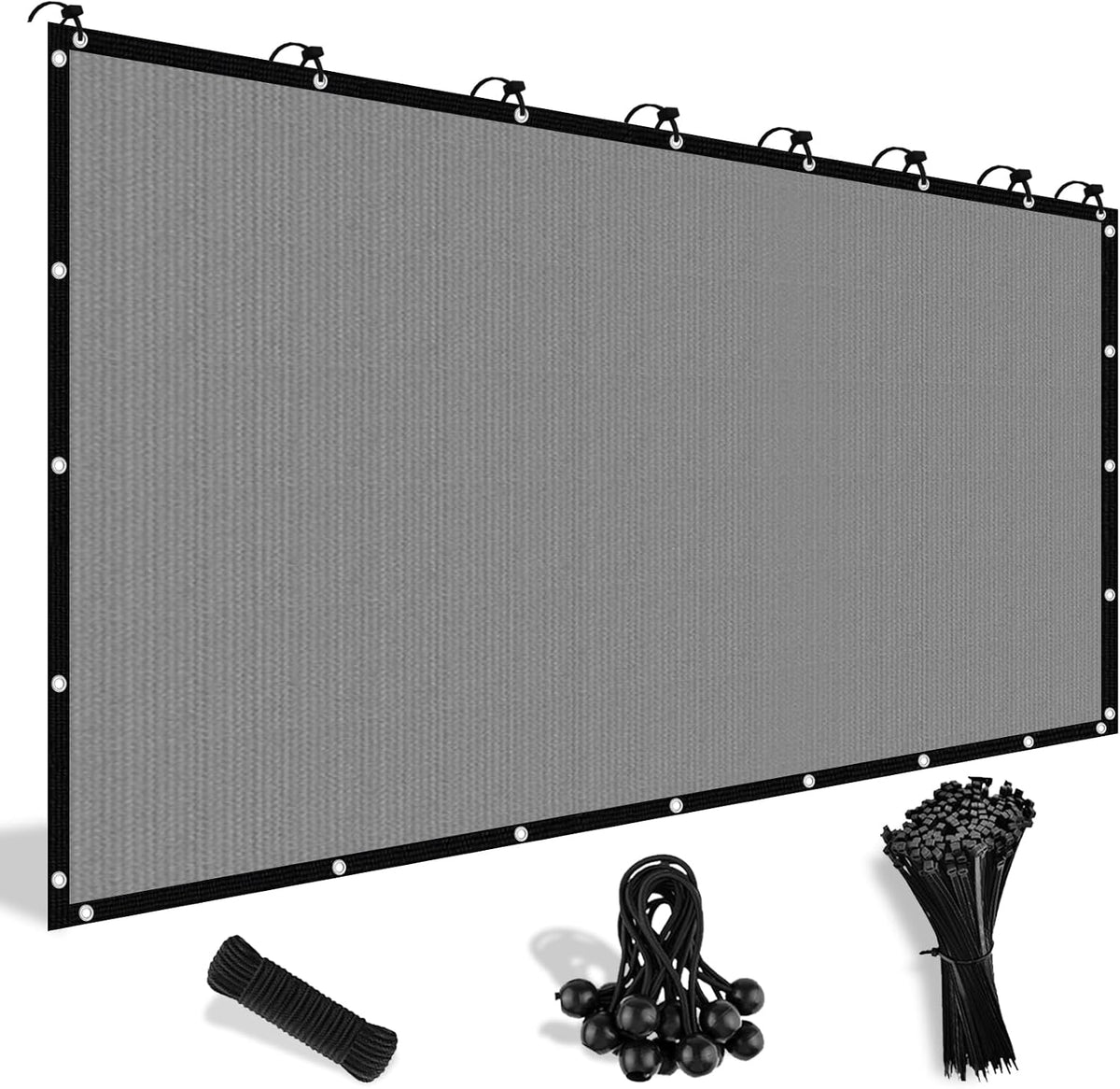 Shade&Beyond Customized Size 90% Sun Shade Cloth with Grommets, 08' X 12' Pergola Shade Cover Canopy, Mesh Tarp Sun Screens for Patio, Outdoor, Garden, Backyard, Light Gray, GN02