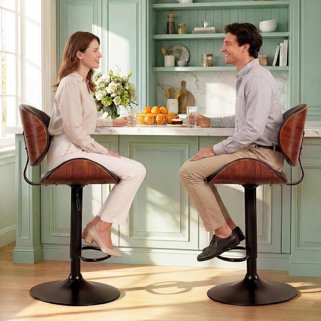 DUMOS Swivel Bar Stools Set of 2, Adjustable Counter Height Bar Chairs