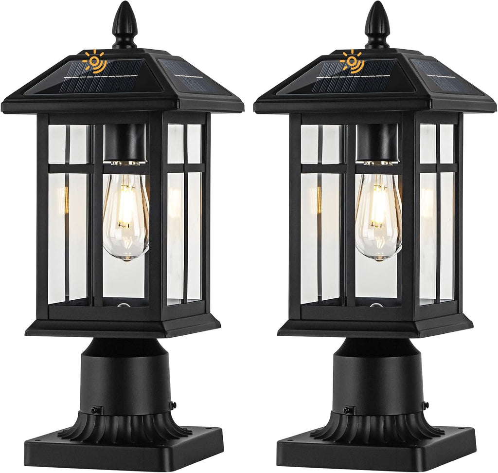 Brilvibera Solar Post Lights 2 Pack Outdoor Lamp Post Solar Light