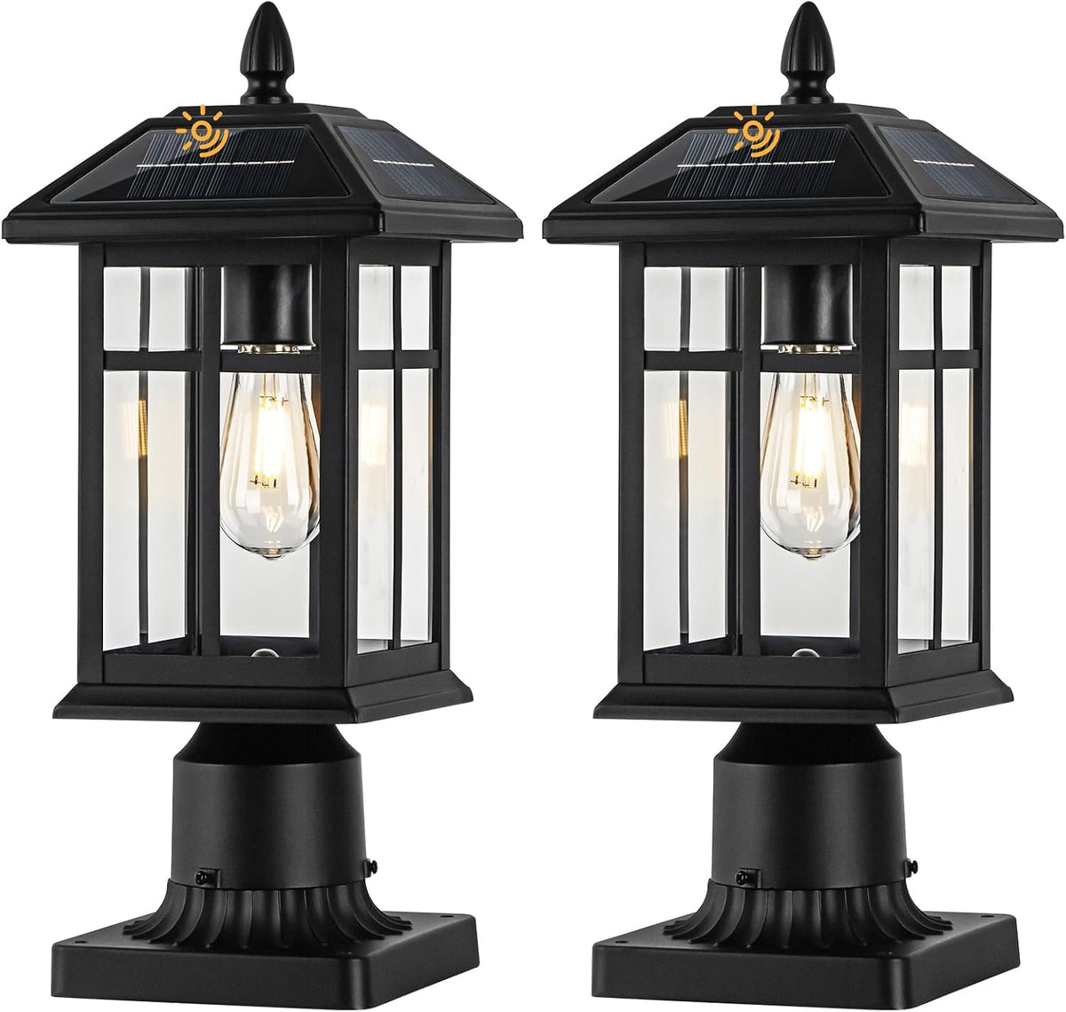 Brilvibera Solar Post Lights 2 Pack Outdoor Lamp Post Solar Light