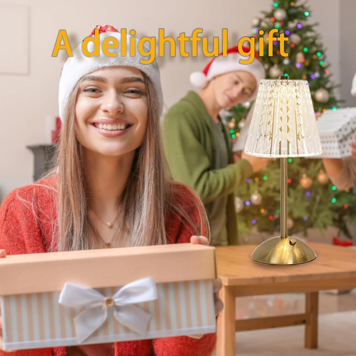 2 Pcs Cordless Rechargeable Table Lamp, Touch Dimming, 3 Color Modes