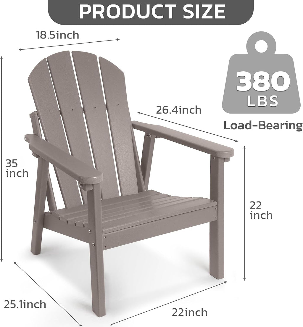 NAVINE Adirondack Chair Set of 2, HDPE All Weather Adirondack Chairs, Fire Pit Chairs, Patio Chairs, Lawn Chairs. Perfect for Porch, Patio, Poolside, Deck.