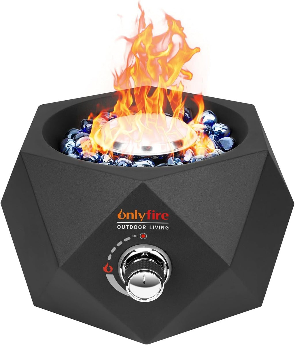 14" Modern Gas Fire Pit Bottom-Mounted for Table with Umbrella Hole, FP003