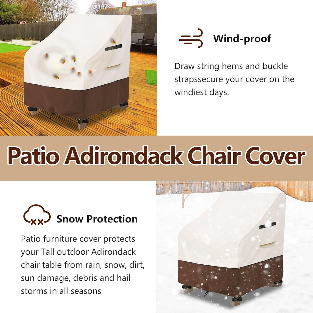 Patio Chair Covers,Waterproof Heavy Duty Patio Furniture Covers for Adirondack Chair 2 Pack (30 W x 34 D x 36 H inches) Beige & Brown