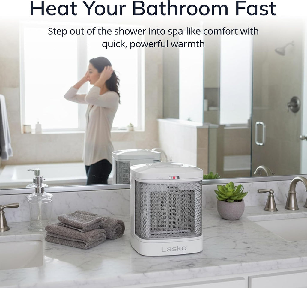 Lasko Electric Ceramic Space Heater for Bathroom - 8” - CD08200 - White