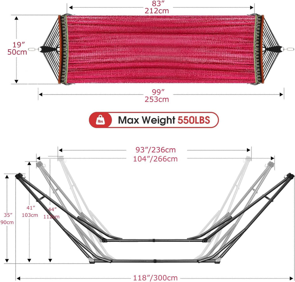 Goutime Collapsible Hammock Stand with Carry Bag, 550lbs,Portable,Red