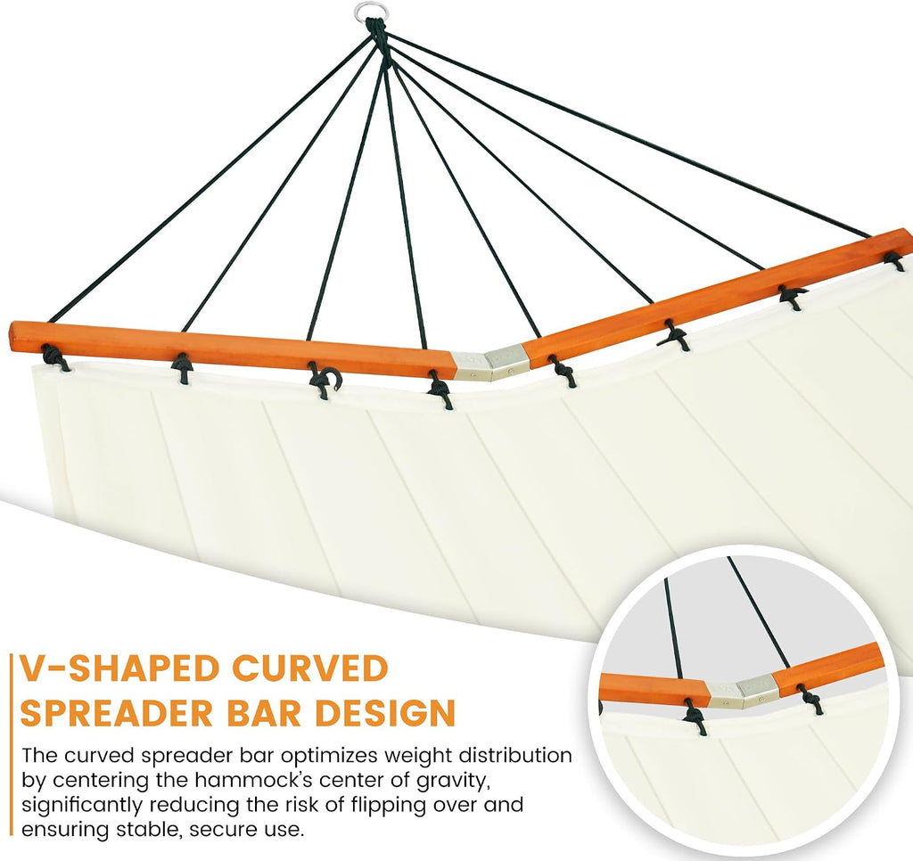 Lazy Daze Portable Hammock with Curved Spreader Bar & Carry Bag, Natural