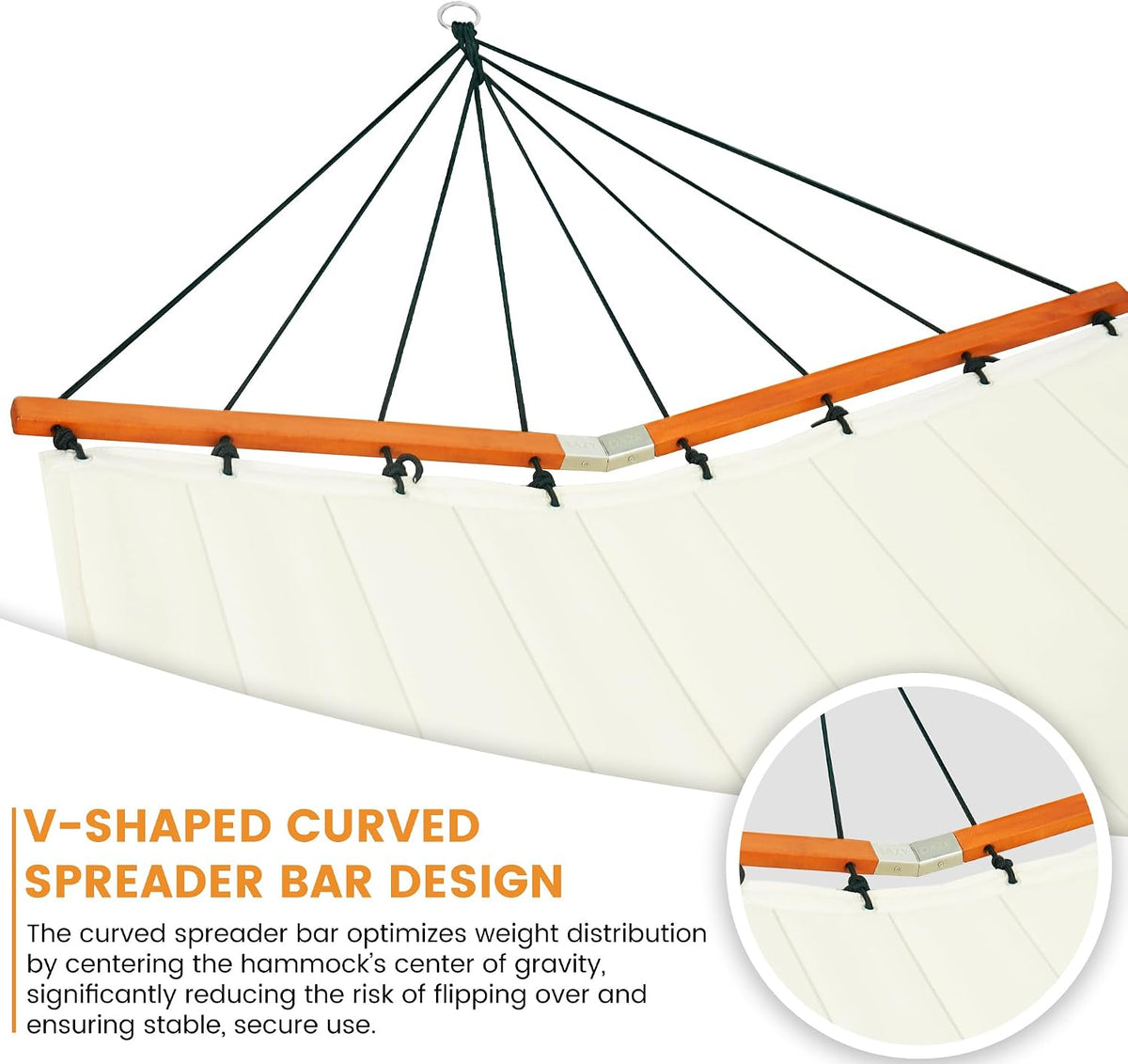 Lazy Daze Portable Hammock with Curved Spreader Bar & Carry Bag, Natural