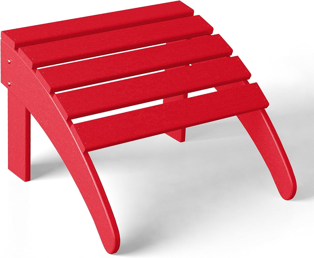 Costaelm Adirondack Chair Footrest Foldable Ottoman, Folding Ottoman Outdoor Foot Rest for Patio Waterproof, Adirondack Ottoman Outdoor, Red