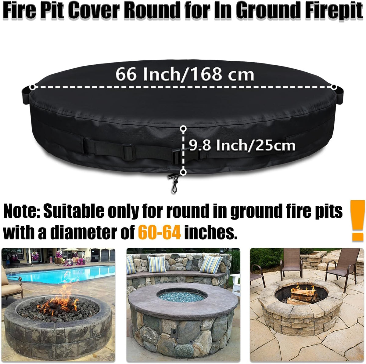Round Fire Pit Cover for In-Ground Fire Pits 60-64 Inch