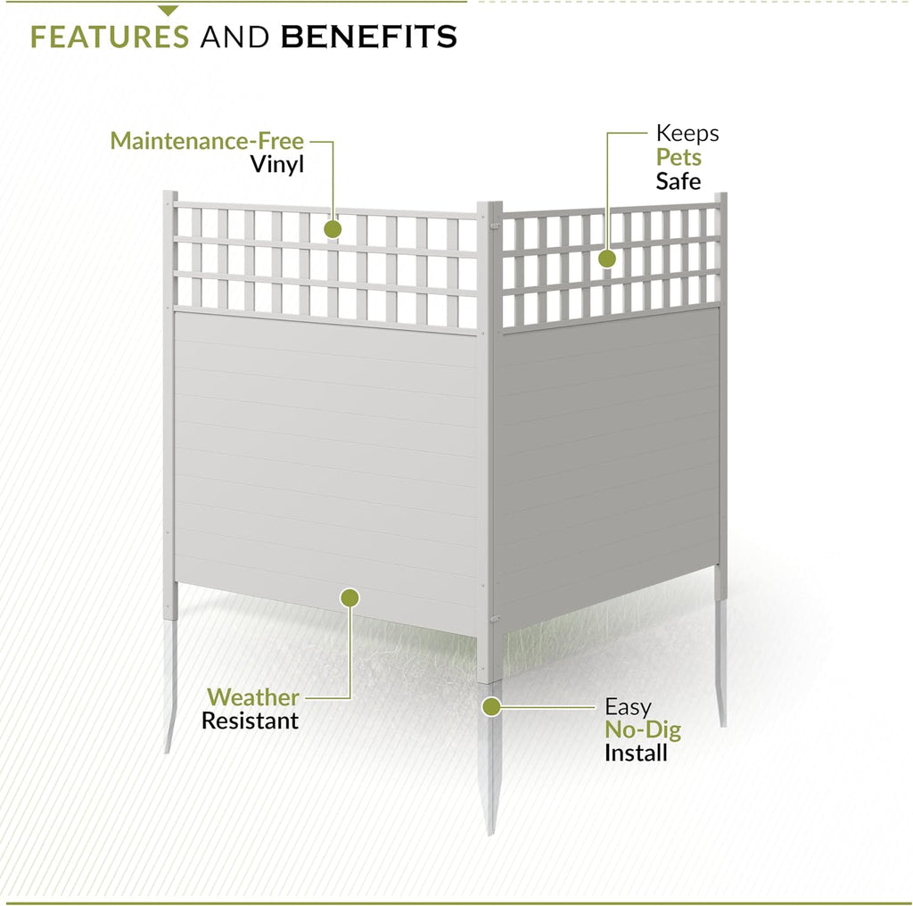 Zippity Keswick Privacy Screen and Fence, White Vinyl DIY No Dig Kit
