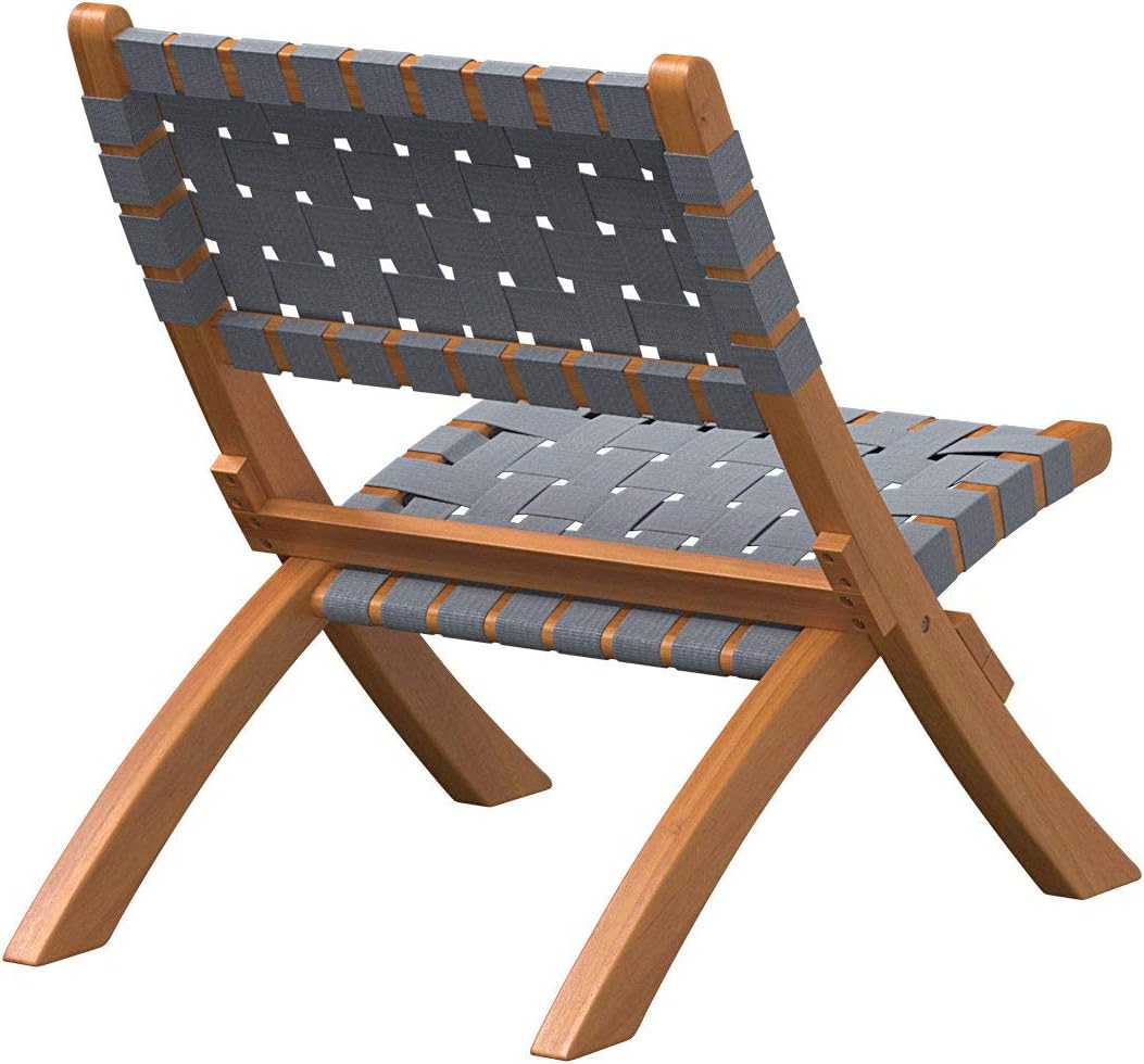 Balkene Home Sava Acacia Wood Folding Chair with Gray Woven Seat