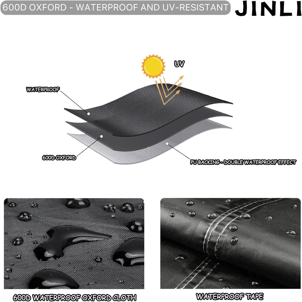 JINLI Waterproof Patio Adirondack Chair Cover 4-piece Set, Lawn/Garden Outdoor Furniture Cover, Suitable for Maximum Chair Size 32 inches Wide x 35 inches deep x 36 inches high (Black)