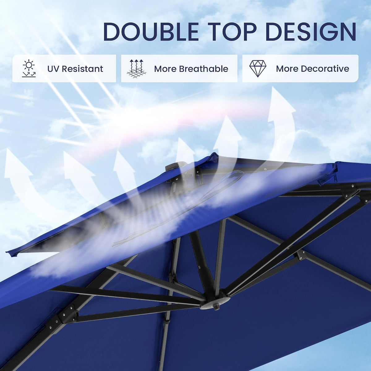 10x10 FT Outdoor Cantilever Patio Umbrella, Navy