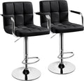 Yaheetech Bar Stools Set of 2, Swivel with Backs, Adjustable Height, Black