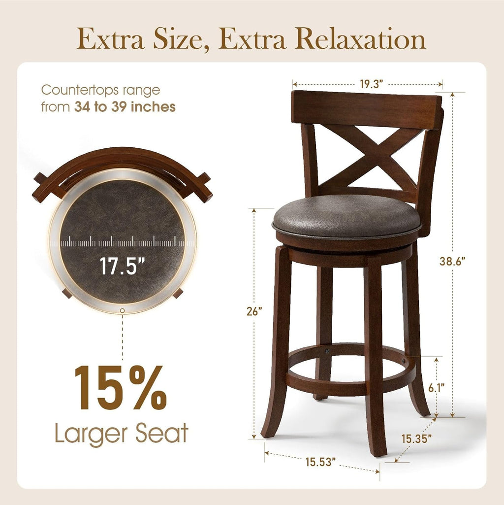 Sophia & William 26 Inch Swivel Bar Stools Set of 4, Counter Height Stools