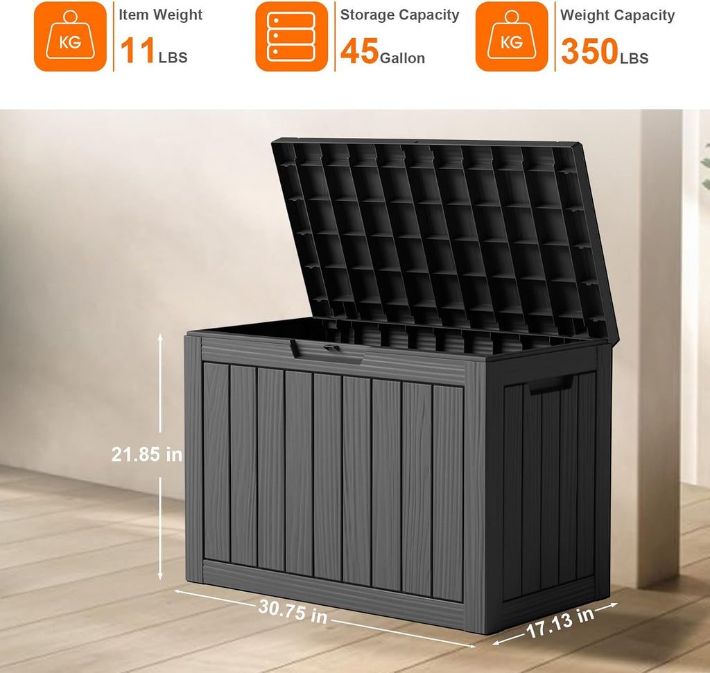 Vixzen 45 Gal Waterproof Outdoor Storage Box Lockable Deck Box