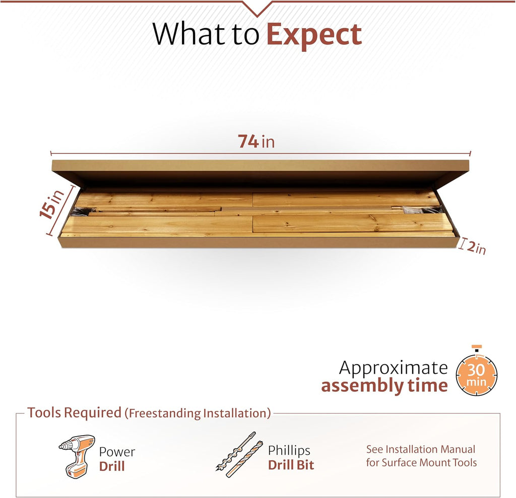 Enclo Louvered Freestanding/Surface Mounted Privacy Screen, Cedar Wood