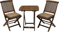 Outdoor Interiors Eucalyptus Wood 3-Piece Square Foldable Bistro Outdoor Furniture Patio Set, Table and 2 Chairs with Cushions, Beige