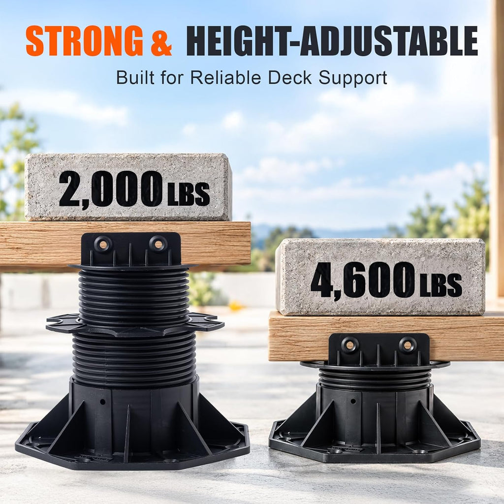adjustable support pedestal foundation base for floating deck, package contents