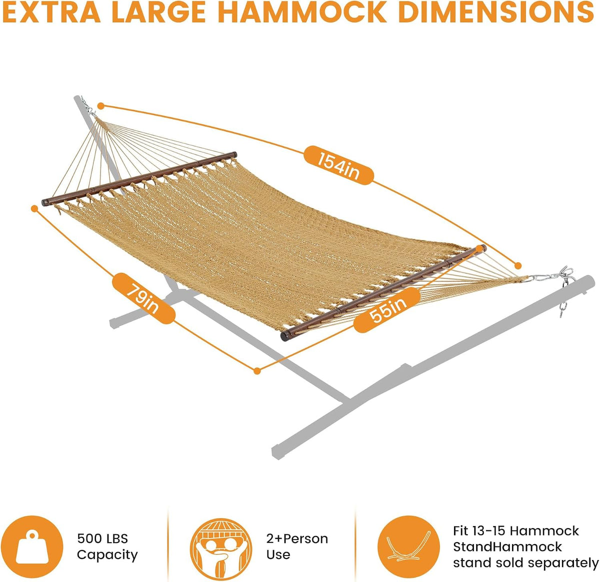 Lazy Daze XL Handwoven Caribbean Rope Hammock, 2+ Person Hammock