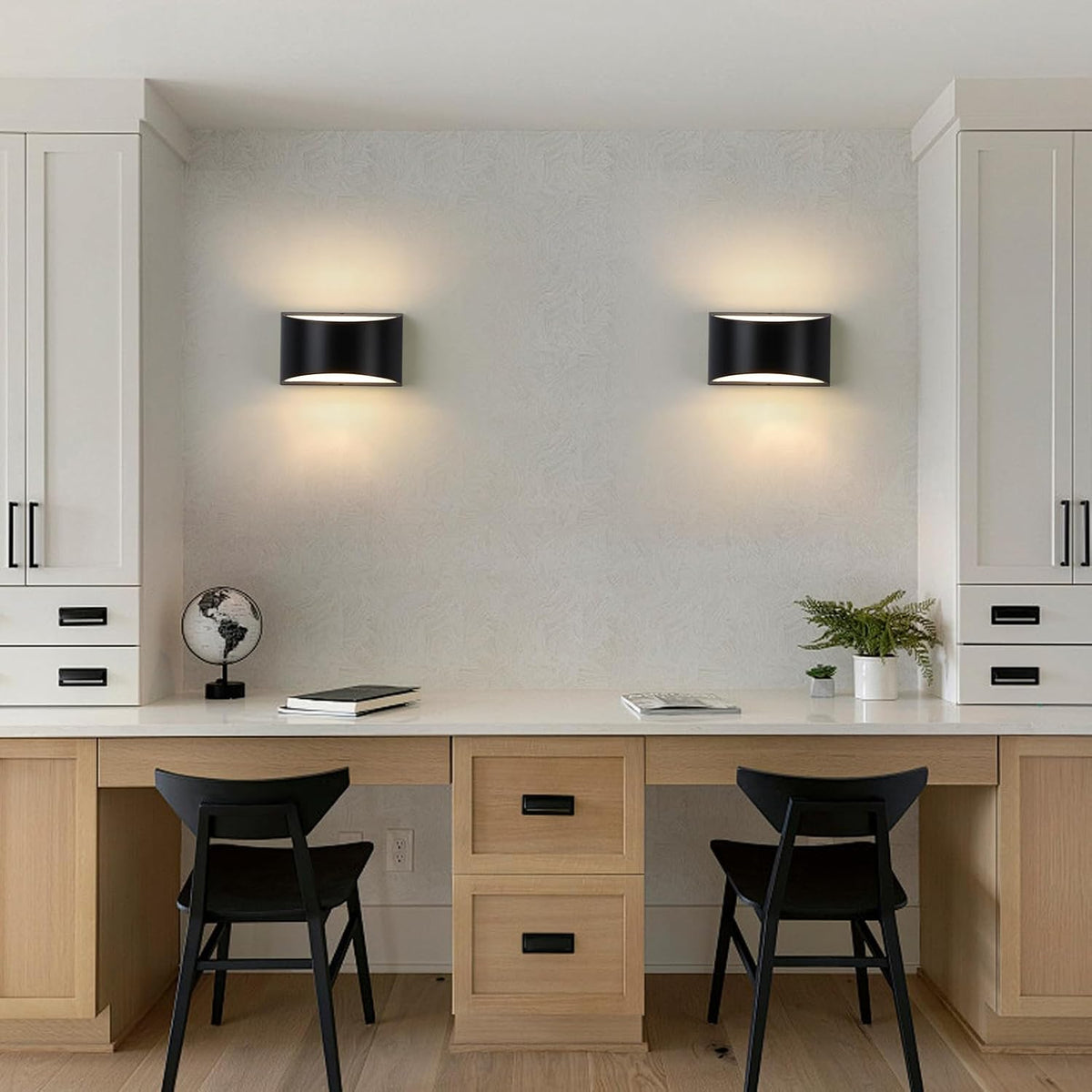 Black Modern LED Wall Sconce (with G9 Bulbs) Hardwired Indoor Wall Lights Set of 2 Up and Down Wall Mount Lamps for Hallways, Bedrooms, Hallways, Living Room 3000K Warm White