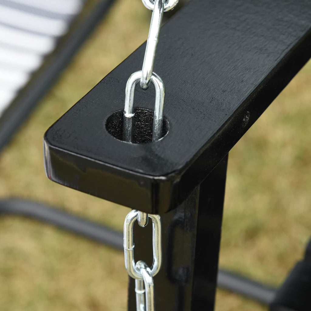 Outsunny 2-Seater Hanging Porch Swing Chains 440lbs Weight Capacity Black