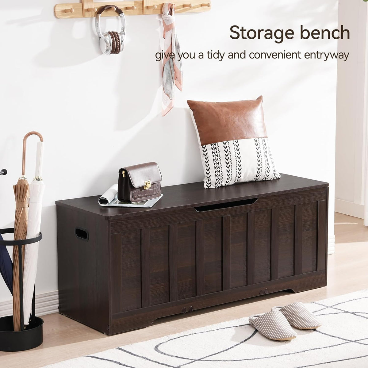 VANKILEY 47.2" Storage Chest Extra Large,Wooden Storage Trunk(Espresso)