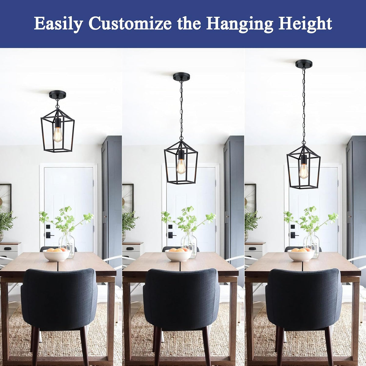Sheetea 2 Pack Pendant Lights Kitchen Island, Modern Black Light Fixtures