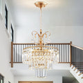 3-Light Gold Crystal Chandelier,Modern 3 Tier Semi Flush Mount Chandelier with G9 Base,Height Adjustable for Farmhouse Living Room Dining Room Bedroom Kitchen Corridors