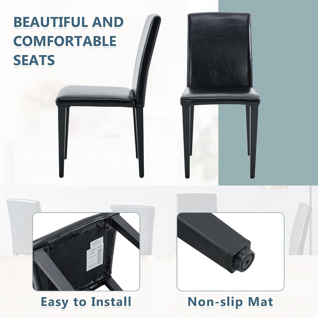 Black Dining Chairs Set of 4,Armless Kitchen Room Chair for Dining