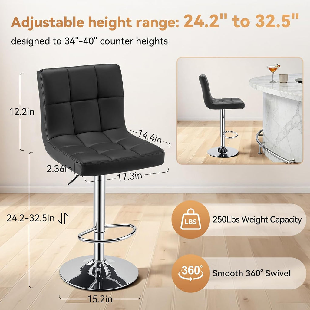 OLIXIS Bar Stools Set of 2, 24" Counter Height Bar Chairs for Kitchen