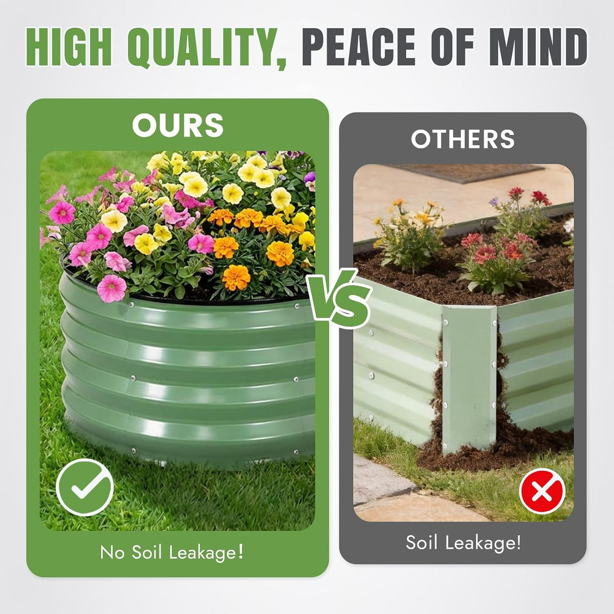 INNO STAGE 3Pcs Galvanized Raised Garden Bed Kit, Outdoor Metal Planter Box