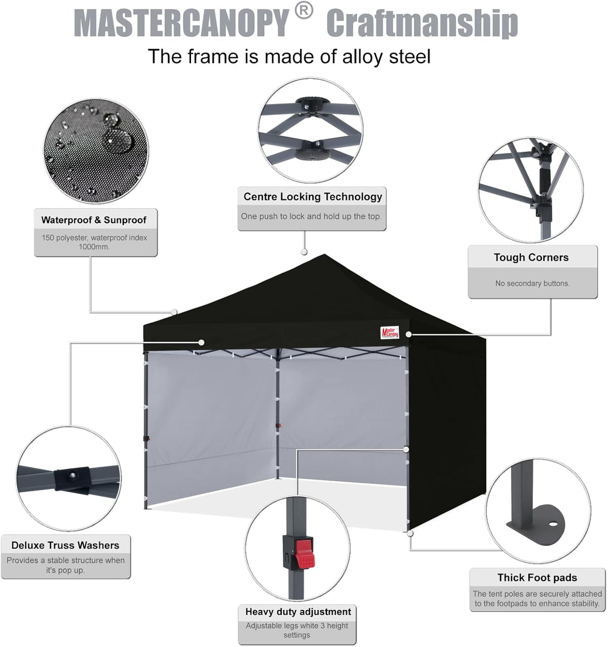 mastercanopy 10x10 heavy duty pop up canopy tent shown in use