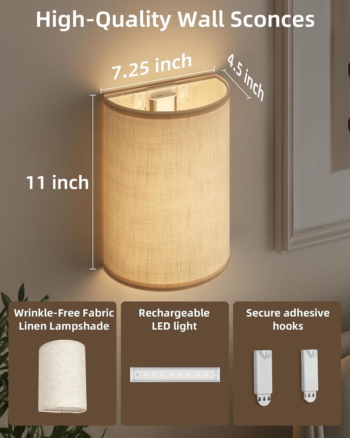 EZVALO Battery Operated Wall Sconce Set of Two with Remote, Wall Lights