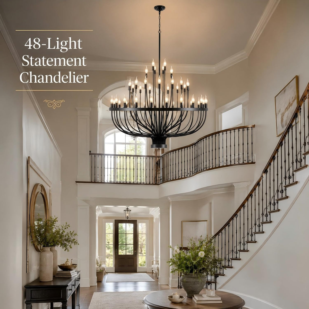 large black wagon wheel chandelier 48-light 47.2" for shown in use