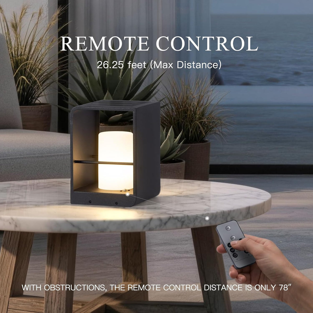 IP65 Solar Lanterns Outdoor Waterproof, LED Corner Floor Lamp Dimmable