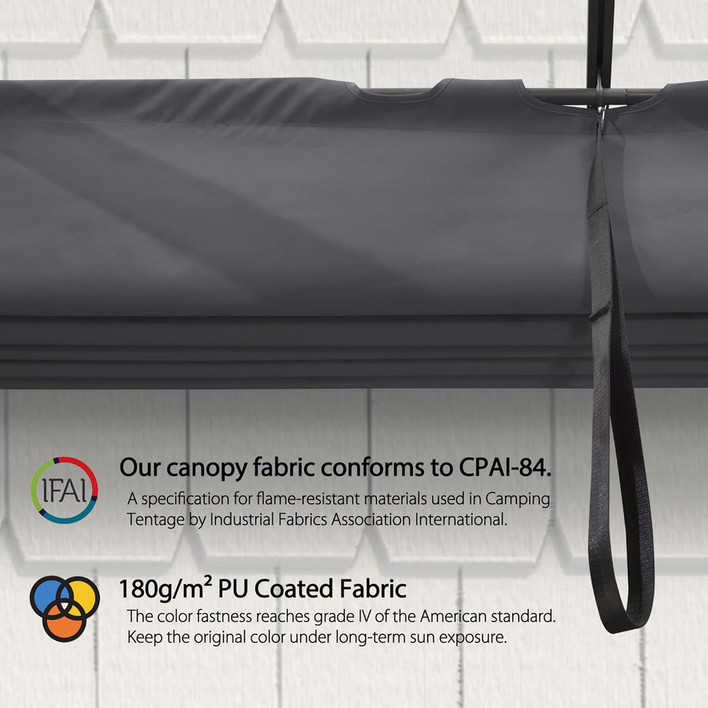 PURPLE LEAF Pergola Shade Cover 10'x12' Replacement Canopy Only, Gray