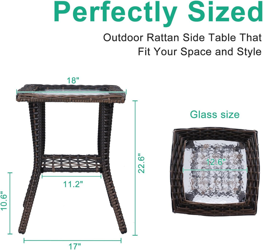 vingli outdoor side table with storage wicker patio, close-up detail